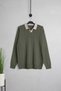 Men's Polo Neck Self-Patterned Knit Sweater - 3
