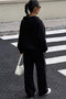 Women's Hooded Three-Thread Ruffled Oversize Tracksuit Set - 6