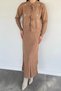 Women's Pearl and Stone Embroidered Knitwear Dress Cardigan Double Set - 2