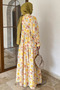 Patterned Summer Hijab Dress with Elasticated Sleeves and Front Button Detail - 4