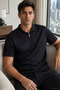 Men's Polo Neck Self-Patterned T-Shirt - 5