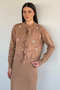 Women's Pearl and Stone Embroidered Knitwear Dress Cardigan Double Set - 3