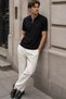 Men's Polo Collar Self-Patterned Front Half Zipper T-Shirt - 4