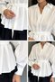 Women's Waist Gathered Lace-Up Shirt - 5