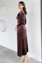 Women's Degaje Collar Velvet Evening Dress with Shoulder Padding and Brooch Detail - 5