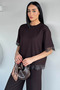 Gülseli Women's Elastic Waist Pants Lace Detailed T-Shirt Double Set - 4