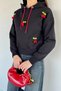 Women's Cherry Hooded Three-Thread Raster Sweatshirt - 3