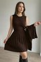 Women's Cardigan Combination Pleated Knitwear Dress - 4