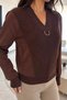 Gülseli Women's V-Neck Gold Buckle Detailed Garnished Blouse - 3