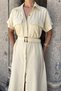 Short Sleeve Dress with Front Buttoned Belt - 4