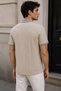 Men's Polo Collar Self-Patterned Front Half Zipper T-Shirt - 5