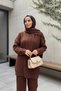 Hair Braided Scarf Tunic Trousers Hijab Knitwear Three-Piece Set - 5