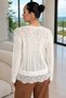 Gülseli Women's V-Neck Openwork Guipure Detailed Knitwear Blouse - 2