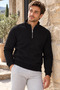Men's Stand Collar Half-Zip Three-Thread Ribbed Sweatshirt - 2