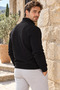 Men's Stand Collar Half-Zip Three-Thread Ribbed Sweatshirt - 4