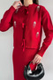 Women's Pearl and Stone Embroidered Knitwear Dress Cardigan Double Set - 3