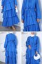 Ruffled Hijab Dress with Elastic Waist and Belt Detail - 4