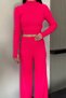 Women's Half-Turtleneck Knitted Cropped Sweater Pants Knit Top and Bottom Set - 3