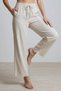 Women's Linen Trousers with Elastic Waistband and Tassels - 4