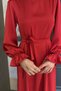 Elastic Sleeves Satin Hijab Evening Dress - 3