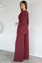 Women's V-Neck Gold Buckle Blouse Elastic Waist Palazzo Trousers Two-Piece Set - 5