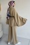 Gülseli Women's Gold Buttoned Belt Detailed Knitwear Poncho Trousers Hijab Double Set - 4