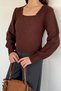 Gülseli Square Collar Knitted Patterned Women's Sweater - 4