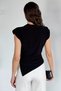 Women's Shoulder Padded Draped Asymmetrical Cut Blouse - 4