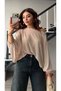 Stone Kayık Collar Bat Sleeve Semi-Transparent Blouse - 3