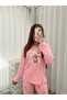 Pink Print Detailed Long Sleeve Milan Pajama Set - 6