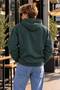 Standard Fit Cotton Soft Textured Basic Hooded Kangaroo Pocket Khaki Green Sweatshirt - 4