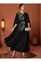 Black Embroidered Batwing Kaftan - 2