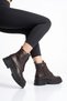 Tones side zipper lace-up genuine leather women's boots - coffee brown - 3