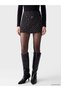 Black Belted Polka Dot Crepe Mini Skirt - 2