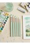 6Pcs Artist Paint Brush Set Watercolor Acrylic Gouache Synthetic Bristle Green - 7