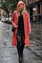 Pomegranate Flower Color Eva Fabric Hooded Women's Raincoat - 2