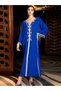 Royal Blue Beaded Fringe-Sleeve Dress - 5