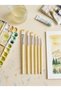 6-Piece Artist Brush Set Watercolor Acrylic Gouache Synthetic Bristle Yellow - 7