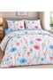 Blue Floral Patterned Double Duvet Cover Set