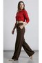 Women's Modal Fabric Bell-Waisted Folded Cuffed Wide Leg Sweatpants with Stopper - 3