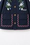 Girl's Navy Blue Jacket with Floral Embroidery - 2