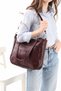 Genuine Luxury Leather Large Size Women's Shoulder Bag, Arm Bag, Crossbody Bag - 2