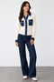Women's Buttoned Denim Detailed Wool Knitwear Cardigan - 3