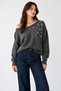 Women's Anthracite Boat Neck Embroidered Stone Detailed Sweater