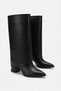 Women's Black Leather Snap-On Boots - 3