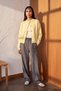 Women's Crew Neck Buttoned Soft Textured Knitwear Cardigan Yellow 26W3033 - 2