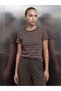 Peak New Season Brown Striped Women's Sports T-Shirt