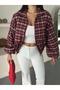 Women's Plaid Zippered Bomber Jacket - 2