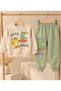 Cool Super Crocodile and Skateboard Patterned 2-Strap 100% Cotton Top and Bottom Children's Set with Pockets, Suitable for Boys' Kindergarten & Nursery - 7