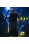 Grim Reaper Costume Set Men & Women Black Hooded Robe Halloween Cosplay Phantom Costumes Robe Cloak Cape With Scythe - 5